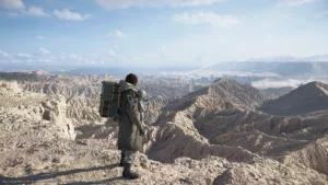 Image de gameplay tiré du jeu Death Stranding, jeu en compétition à Clair Obscur pour le goty, le jeu qu'acclame Neil Druckmann